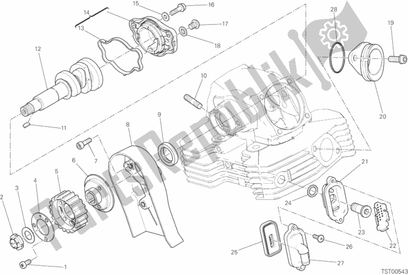 Alle onderdelen voor de Verticale Cilinderkop - Timing van de Ducati Monster 797 Plus 2019